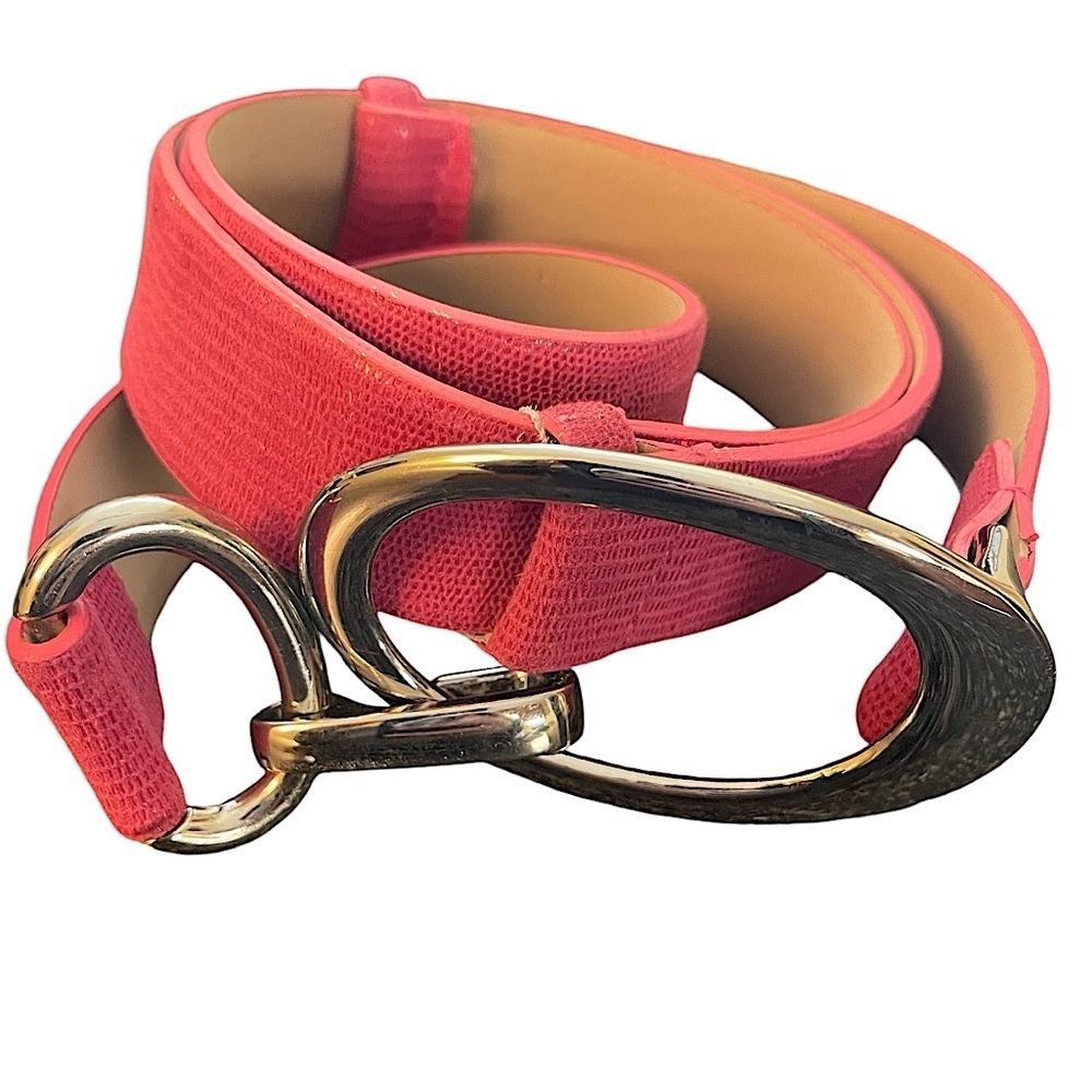 Coldwater Creek Vegan Leather Adjustable Belt Pink Embossed Snake Size 1X/2X